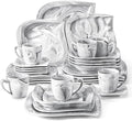 MALACASA 30 Piece Porcelain Dinnerware Set, Marble Grey for 6 by MALACASA