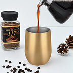 Lifecapido 12 Pack 12oz Stainless Steel Wine Tumblers, Insulated Wine Tumbler, Double Wall Insulated Wine Glass, Stainless Steel Stemless Wine Cups with Lids for Coffee, Wine, Champaign, Gold - Image 2