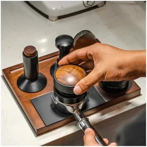 51-58mm Coffee Tamper Station Stand With Knock Box Wooden Coffee Organizer Box For Portafilter Tamper Distributor &Puck Screen(Square-Spring) - Image 5