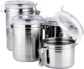 Stainless Steel Airtight Food Storage Canisters with Locking Lid, Kitchen Storage Containers for Coffee, Sugar, Flour, Tea and Dry Food, Durable Metal Canister Set with Clear Lid by Catii
