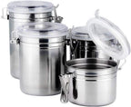 Stainless Steel Airtight Food Storage Canisters with Locking Lid, Kitchen Storage Containers for Coffee, Sugar, Flour, Tea and Dry Food, Durable Metal Canister Set with Clear Lid by Catii