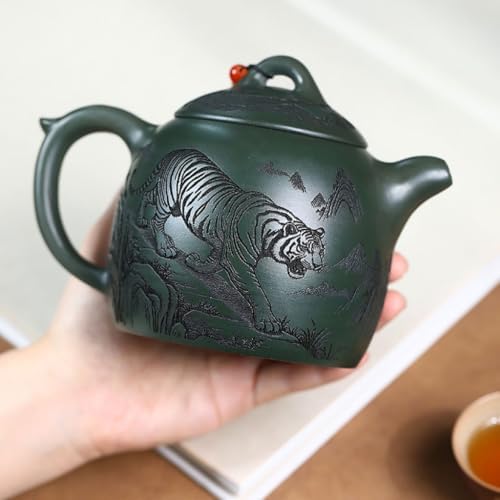 Tea Kettle Creative Handmade Green Clay Huwei Round Large Capacity Teapot Living Room Coffee Table Teapot Ceramic Tea Infuser - Image 5