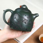 Tea Kettle Creative Handmade Green Clay Huwei Round Large Capacity Teapot Living Room Coffee Table Teapot Ceramic Tea Infuser - Image 5