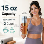 Farasi Glass Tea Infuser Bottle Tumbler 15oz with Infuser and Sleeve (Teal) - Image 2