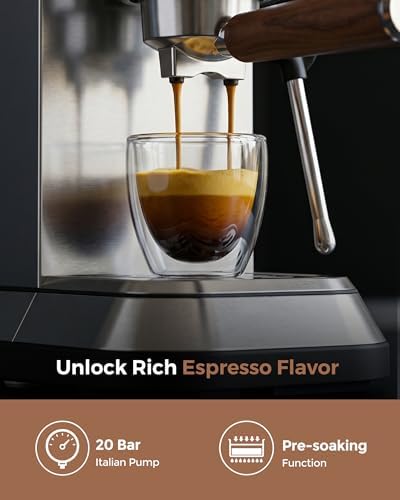 Espresso Machine 20 Bar, Compact Coffee Maker with Milk Frother, Espresso Maker with 50oz Removable Water Tank for Home & Office, Coffee Machine for Cappuccino & Latte - Image 5