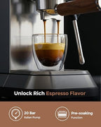 Espresso Machine 20 Bar, Compact Coffee Maker with Milk Frother, Espresso Maker with 50oz Removable Water Tank for Home & Office, Coffee Machine for Cappuccino & Latte - Image 5