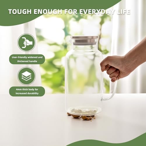 1 Gallon/3.8L Thickened Glass Pitcher with Lid and Spout, Glass Pitcher - Image 4