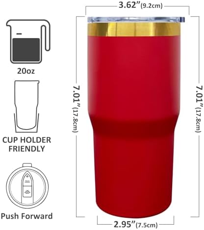 20 oz Tumbler Bulk Stainless Steel Tumblers with Lids and Straws BrightRed - Image 2