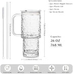 INSETLAN 24 oz Glass Tumbler with Handle, 2-Pack Iced Coffee Cups With Lids - Image 2