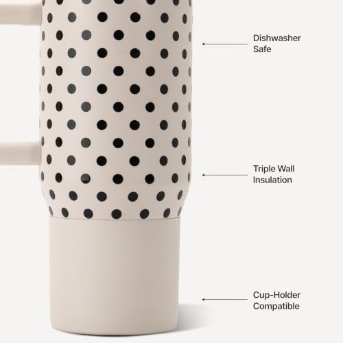 HydroJug Polka Dot Traveler 20oz Kids Insulated Tumbler, French Vanilla - Image 3