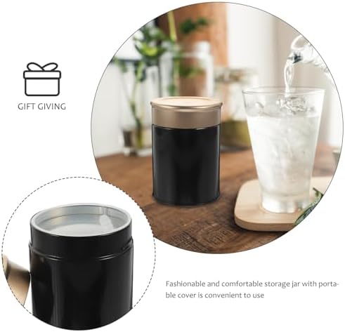 6pcs Compact Black Tea Tins with Lids Metal Tea Canisters for Loose Leaf Storage Airtight Portable Containers for Travel and Kitchen Organization - Image 7
