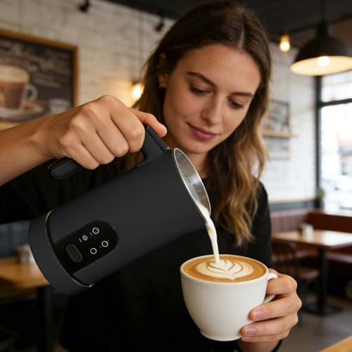 4-in-1 Electric Automatic Milk Frother, Milk Steamer & Foamer 11.8oz/350ml, Hot and Cold Foam Maker and Milk Warmer for Latte, Cappuccino, Matcha, Hot Chocolate (Black) - Image 6