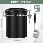 4PCS Coffee Storage Canister 1.5L 51OZ Double Airtight Coffee Beans Container with Date Locator 304 Stainless Steel Kitchen Food Storage Container with Spoon for Tea Sugar - Image 2