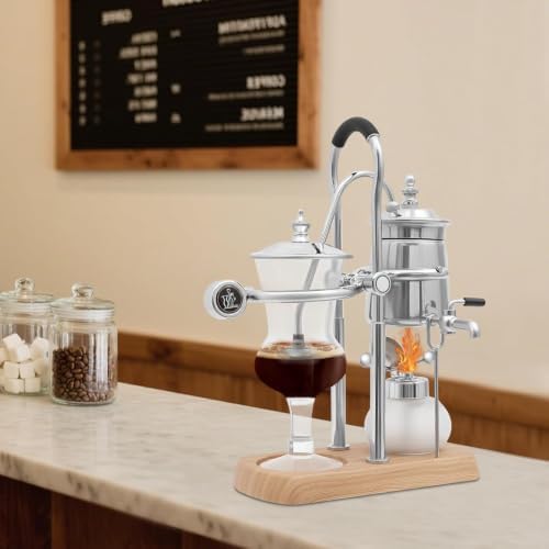 Belgian Balance Siphon Coffee Maker, Vintage Vacuum Brewer, 400ml Gold/silver Finish Brewing System, Manual Gravity Syphon Coffee Pot For Home Kitchen Silver - Image 5