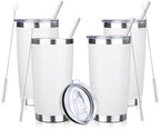 DIW 20oz Insulated Tumbler Bulk with Lid Travel Coffee Mug(White,4 Pack) by DIWsojournlife