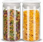 ZENS Glass Canisters with Airtight Lids, Set of 2 50oz Tall Storage Jars by ZENSLIFESTYLE