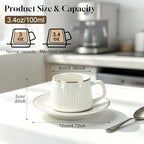 3.4oz Porcelain Espresso Cups & Saucer Set of 6, Turkish Coffee - Image 2