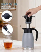 GiNT 51oz Thermal Coffee Carafe with Infuser – Insulated Tea Carafe, Removable Filter, Dishwasher-Safe | 1.5L 6–7 Cups, Wide Mouth, Leak-Proof Seal | Stainless Steel Beverage Server for Home & Office - Image 4