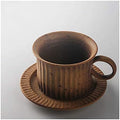 Coffee Cup Vintage Ceramic Latte Art Cappuccino Barista Cup with Saucer Stoneware Mug Couple Cup, Vertical Stripe Appearance，5.4 Oz Tea Cup(Orange) by Unknown