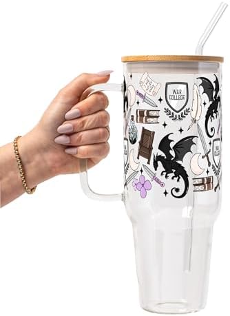 Sip-Sip Hooray! Basgiath War College 40oz Glass Tumbler with Lid and Straw by Sip-SipHooray