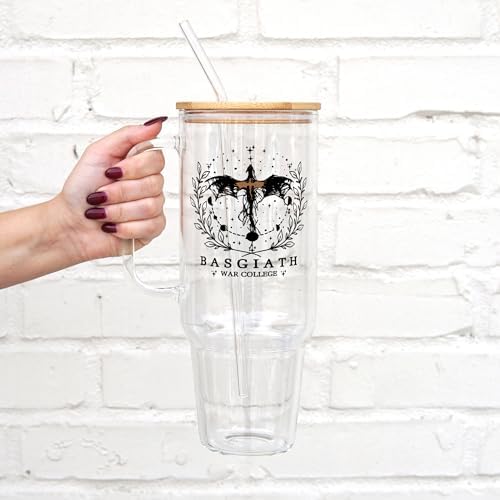 Sip-Sip Hooray! Fourth Wing 40oz Glass Tumbler with Lid and Straw, Bookish Iced Coffee Cup, Romantasy Dragon Gift for Readers, Basgiath Booktok Merch - Image 2