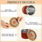 Red and Gold Marble Texture Designed Food Storage Containers With Lids Stainless Steel Storage Containers For Kitchen Pantry Stackable Push Button Canister With Airtight - Image 5