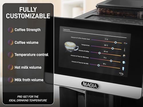 Zulay Magia Super Automatic Espresso Maker Machine with Grinder - 19 Fully Customizable Coffee Options, Auto Cleaning, Milk Foam System - for Latte, Cappuccino- Prime - Silver (13.8x18x9.4) - Image 2