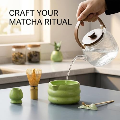 MULTIVEX-Matcha Whisk and Bowl Set 7 Piece Pack, Japanese Style Tea Ceremony Kit with Bowl, Whisk and Accessories for Home Tea Preparation Use - Image 3