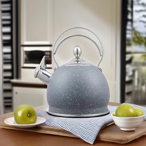 Creative Home 2.5 Qt. Stainless Steel Whistling Tea Kettle, Opaque Gray - Image 5