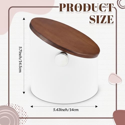 Reallnaive 5.3in Espresso Knock Box with Lid, White, Round - Image 2