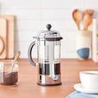 Bodum Chambord 8 Cup French Press Coffee Maker with Locking Lid, Stainless Steel, 34-Ounce - Image 4