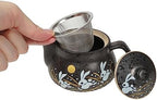 10oz bunny kyusu Rabbit Kutani Yaki(ware) Japanese Teapot with Removable Infuser, Handle Mug Stovetop Safe Tea Kettle, Blooming and Loose Leaf Tea Maker Set(Ceramic, Rabbit Black) - Image 7