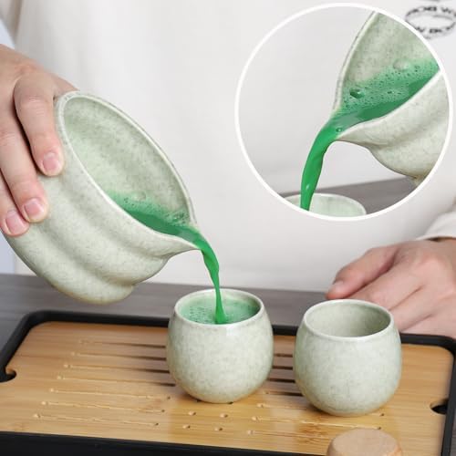 12 Pcs Matcha whisk Set,15 OZ,Japanese Matcha Set,With 2 Cups and 1 Leather Storage Bag,Complete Travel Matcha Kit Set,Perfect Matcha Kit for Matcha Tea Ceremony（Green） - Image 5