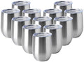 HASLE OUTFITTERS 12oz Wine Tumbler with Lid Stemless Wine Glasses Double Wall Vacuum Travel Mugs stainless steel Coffee Cup for Cold & Hot Drinks Wine Coffee Cocktails Beer 12 Pack Stainless Steel by HASLEOUTFITTERS