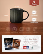 famiware Coffee Mug Set of 6, Star 12 oz Ceramic Mugs Cups Set with Handle - Image 4