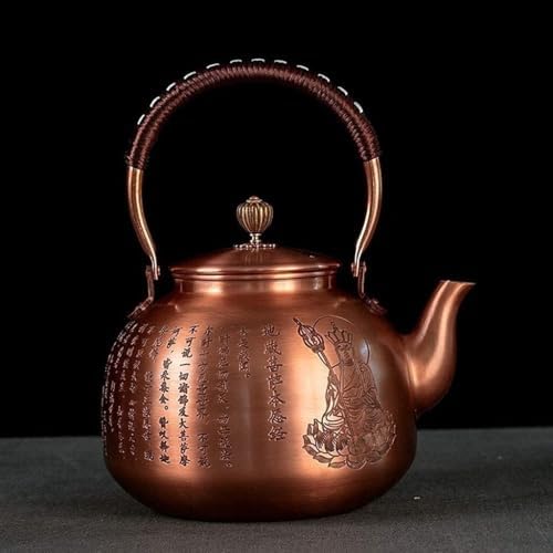 Cast Iron Copper Teapot Tetsubin Japanese Style Uncoated Kettle 2200ml, Artisan Patterned Tea Pot For Brewing & Gifts - Image 2