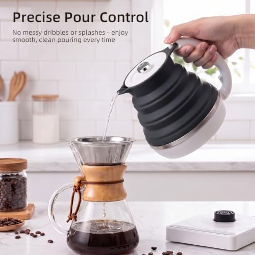 Food Grade Silicone Electric Travel Kettle with Temperature Control, 0. 55L (Black) - Image 3