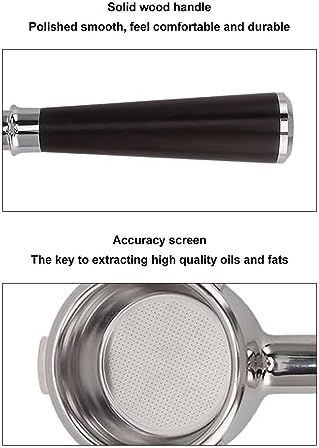 58mm Bottomless Portafilter, 3 Ear Diagnosis Tool for Home Barista Barsetto Compatible Machines Food Grade 304 Stainless Steel Solid Wood Handle 1 Pc - Image 4