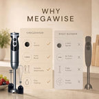MEGAWISE 3-in-1 Hand Blender, Whisk, Milk Frother, 12-Speed Control - Image 4