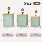 Kitchen Canisters Set of 3, Metal Flour Sugar Storage Containers with Airtight Lids-Canisters Sets for Kitchen with Customizable Chalkboard Labels & Marker Pen-Spice, Coffee Storage Jars(Saga Green) - Image 2