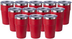 MEWAY 16oz Tumbler Double Wall Vacuum Insulated Travel Mug Bulk, Stainless Steel Tumblers with Lid, Powder Coated Coffee Cups for Cold & Hot Drinks (Red,12 Pack) by MEWAY