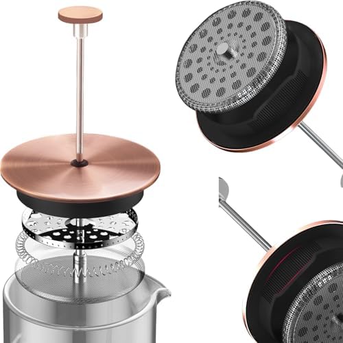 French Press Coffee Maker 8 cups 34 oz 304 Stainless Steel Coffee Press with 4 Filter Screens, Easy Clean Heat Resistant Borosilicate Glass - Free 100% BPA… (Candy Sparkle-AYUTYT, 34 oz) - Image 5