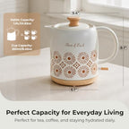 Ceramic Electric Kettle, 1L Vintage Floral Tea Kettle, 1000W Cordless Water Boiler with Auto Shut-Off & Boil-Dry Protection, BPA-Free, 360° Base, Gift for Tea and Coffee Lovers - Image 4