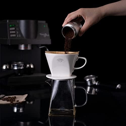 Pour Coffee Dripper Set Manual Drip Ceramic Coffee Maker 600ML Glass Carafe Ceramic Dripper Coffee Filters（White） - Image 4