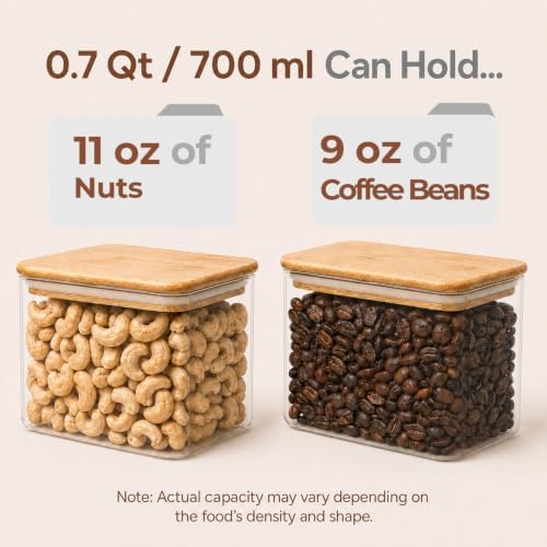 ComSaf Small Glass Containers with Lids 0.7 Qt, Set of 6 Glass Storage Jars - Image 3