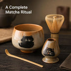 Ceramic Matcha Set with Bamboo Whisk, Scoop and Holder for Home Tea Making - Image 2
