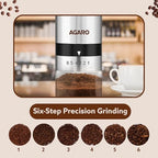 AGARO Elite Manual Coffee Grinder, Ceramic Grinder with Glass jar, 6 Adjustable Settings, Stainless Steel Body, Tooth Handle, No Power, Whole Bean, Drip Coffee, Espresso, Silver - Image 4