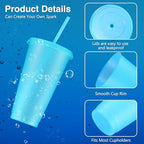 Amyhill 24 Pcs 24 oz Reusable Cups with Lids and Straws, Light Blue - Image 3