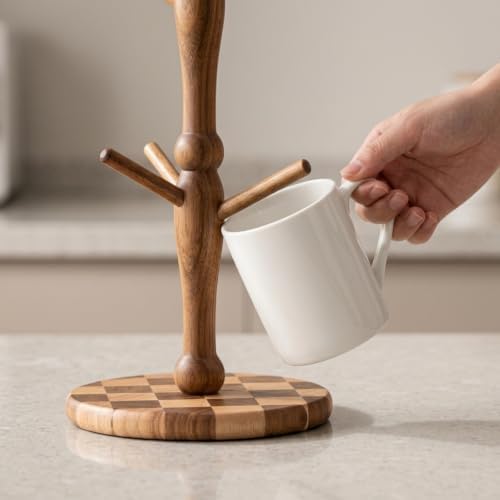 Compact Mug Rack with Checkerboard Base - Image 6