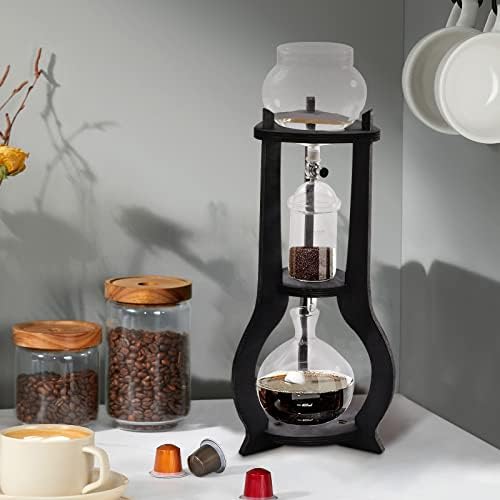 Iced Coffee Cold Brew Drip Tower Coffee Maker Wooden, 6-8 cup for Making Delicious Cold Extracted Coffee At Home, In Shops, Cafes, And Offices（Grey, Clear） - Image 4